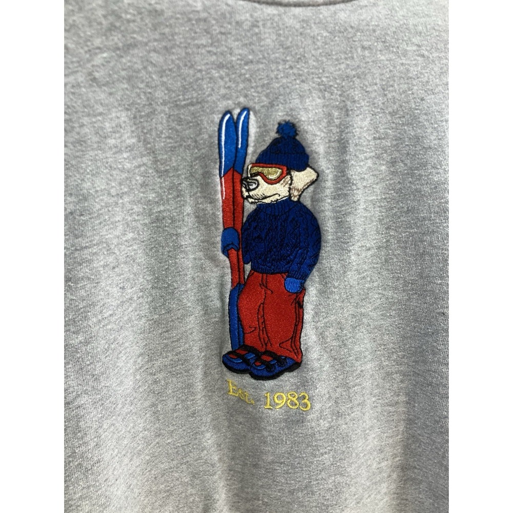 Crewcuts J‎ Crew Sweatshirt Kids XL 12-14 Gray Embroidered Ski Dog Crew Pullover - Picture 2 of 4